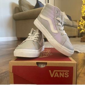 Vans for toddler metallic grey size 7.
